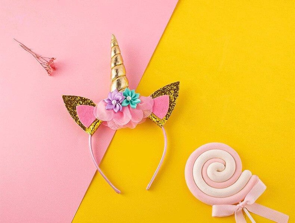 Serre-tête Corne De Licorne Doré Pailleté - Accessoire Fête Fille, Anniversaire, Déguisement - Taille Unique - 9