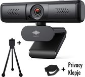 Webcam - 4 MP - Webcam met Microfoon en Tripod! - 2K - 30FPS - 2560x1440 - Webcams - Gaming - Webcam voor PC - Plug&Play - Webcam cover - Laptop Camera - Webcam voor Computer - Win