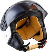 MOTO H45 Jethelm, scooterhelm, motorhelm, snorfietshelm, Vintage-Wit, XL, hoofdomtrek 61-62cm