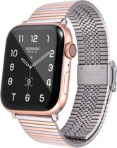 Geschikt voor Apple Watch bandje 42 / 44 / 45 mm - Series 1 2 3 4 5 6 7 SE - Smartwatch iWatch horloge band - 42mm 44mm 45mm - Fungus - RVS metaal - Zilver - Fijne streep