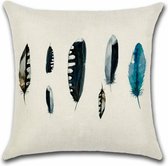 Kussenhoes Feathers - Blauw & Zwart - Kussenhoes - 45x45 cm - Sierkussen - Polyester