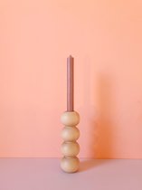 LEMON LILY - candleholder stack 2-in-1 - kandelaar - H26cm x D8,5cm - beukenhout - naturel - handgemaakt in Nederland