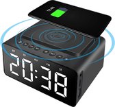 Merah Digitale Wekkerradio Bluetooth - Wekker - Radio - Met Qi Wireless Charger - USB - Bluetooth Speaker Draadloos