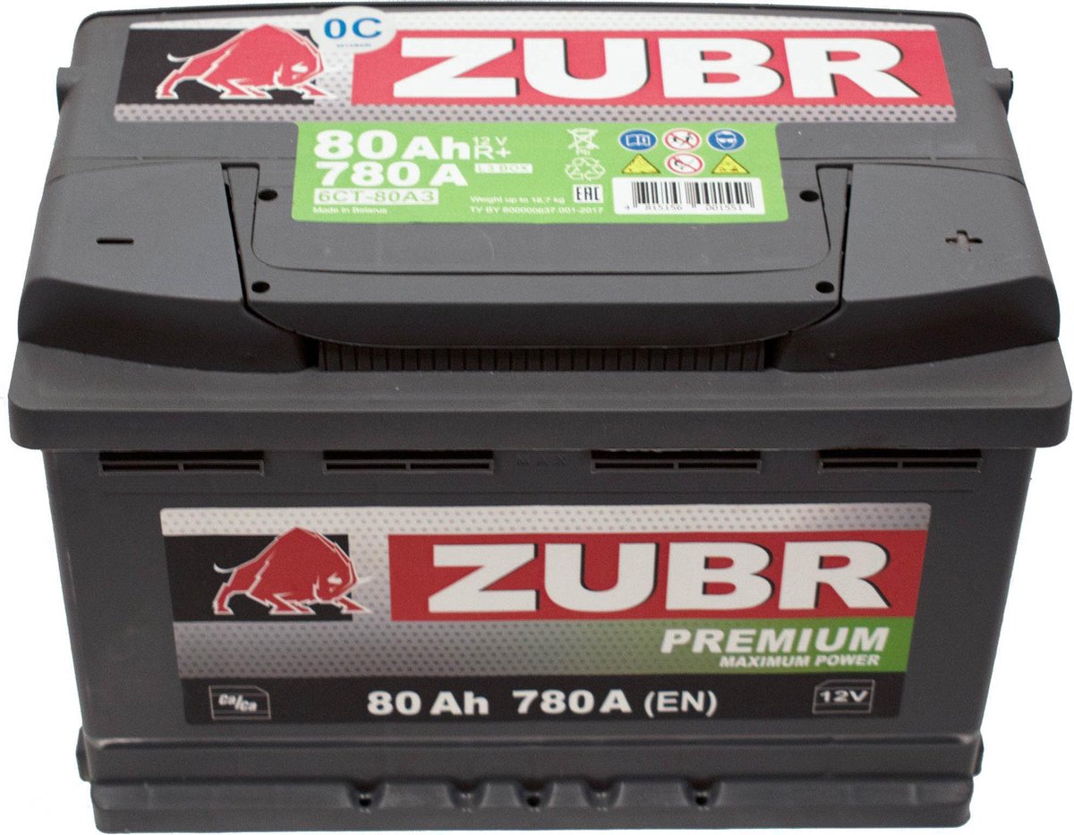 ZUBR Premium 80Ah 780A 12V R+ - Accu - Loodaccu Startaccu Autobatterij Batterie | bol.com