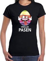 Paasei die tong uitsteekt vrolijk Pasen t-shirt / shirt - zwart - dames - Paas kleding / outfit M