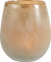 J-Line Windlicht Scavo Rand Glas Oranje/Blauw Small Set van 2 stuks