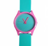 Horloge groen-roze-siliconen bandje - tiener- Charme Bijoux