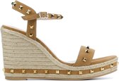 Lodi Vrouwen Suède   Espadrilles / Damesschoenen - Sleehak - Gesp sluiting -  Yoel - Camel - maat 39