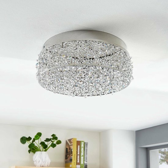 Lucande - LED plafondlamp - 1licht - metaal, glas - H: 13 cm - chroom, helder - Inclusief lichtbron