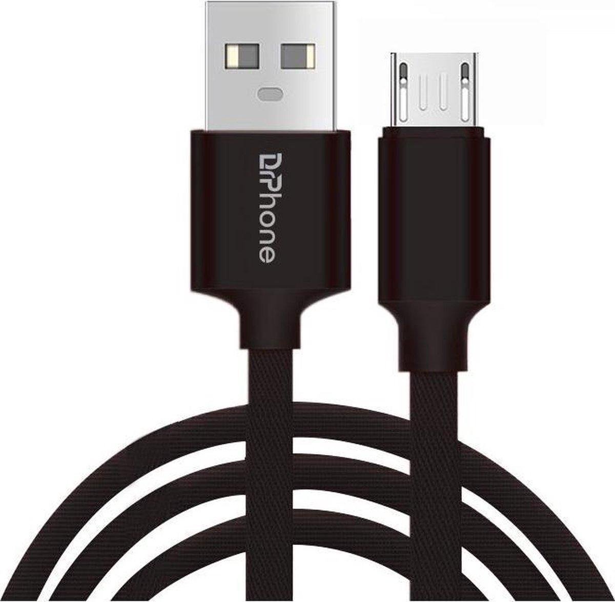 DrPhone HybridX - 2 Meter Kabel - Data + Opladen - Geschikt Voor Playstation 5 - USB Type C - Oplaadkabel - Zwart