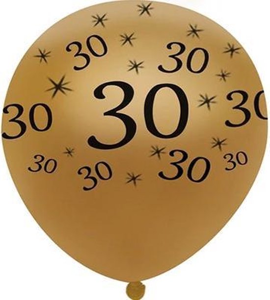 JDBOS ® 10 ballonnen (goud) met zwarte opdruk verjaardag 30 jaar