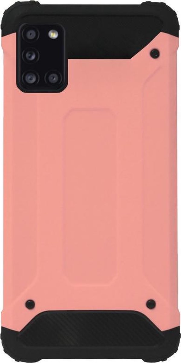 WLONS Rubber Kunststof Bumper Case Hoesje Geschikt voor Samsung Galaxy A31 - Goud Rose