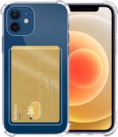Hoes voor iPhone 12 Mini Hoesje Met Pasjeshouder Card Case - Hoes voor iPhone 12 Mini Hoes Shock Case Pashouder - Transparant
