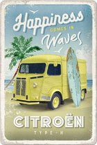 Citroen Type H - Happiness Comes In Waves. Metalen wandbord in reliëf 20 x 30 cm