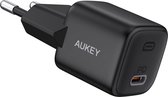 Aukey USB-C Thuislader Voedingsadapter 20W - Met Powerdelivery - Zwart