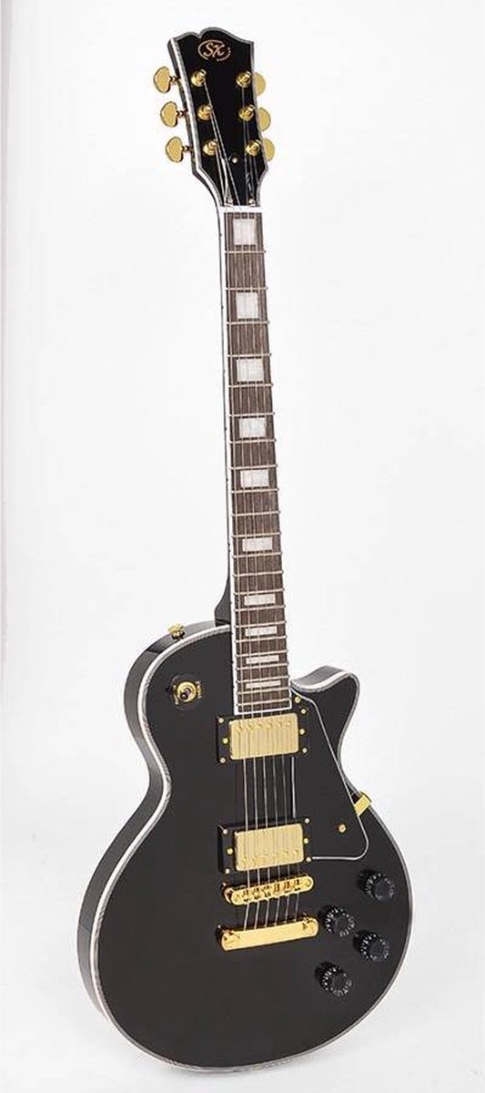 Elektrische gitaar SX EH3-BK Les Pauls Custom Style Zwart Goud
