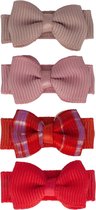 Baby haarspeldjes met strikje - Pretty check | Roze, Rood, Paars, Bruin | Baby