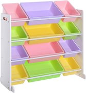 Nancy's Speelgoed organizer - Opbergkast - Kinderkamer kast -  Wit Pastelkleur  - 86 x 26,5 x 78 cm