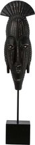 Ornament op voet - Staande woondecoratie - Beeld - Deco - Masker - Zwart - 34cm - Hout