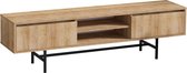 Nancy's Waupun TV Meubel - TV-Kast - Opbergruimte - Twee Lades - 2 Opbergvakken - 180 x 40 x 50 cm - Hout - Zwart - Bewerkt Hout - Metaal