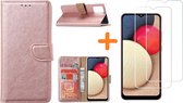 Samsung Galaxy A02s Hoesje - Samsung A02s bookcase + 2x screenprotector - Rose goud