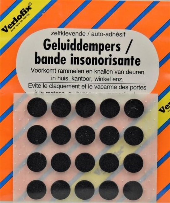 Verlofix Geluidsdemper - Zelfklevend - 1 cm - Vilt - Zwart - 20 Stuks - Verlofix