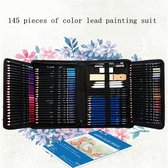 145-delig Tekenset voor Schetsen: Grafietpotloden, Houtskool, Olie-gekleurde Pen, Draagtas voor Kunststudenten en Schooltekenaars