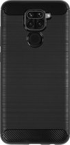 BMAX Carbon soft case hoesje geschikt voor Xiaomi Redmi Note 9 / Soft cover / Telefoonhoesje / Beschermhoesje / Telefoonbescherming - Zwart