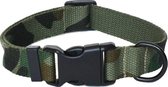 Halsband hond camouflage - Leger print - Leiband - Groen - verstelbaar - motief - katoen - maat S - 20 tot 29 cm
