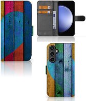 magnétique Cuir PU Protection Etui Housse pour Samsung Galaxy S23 FE Coque Téléphone Bois De Coeur