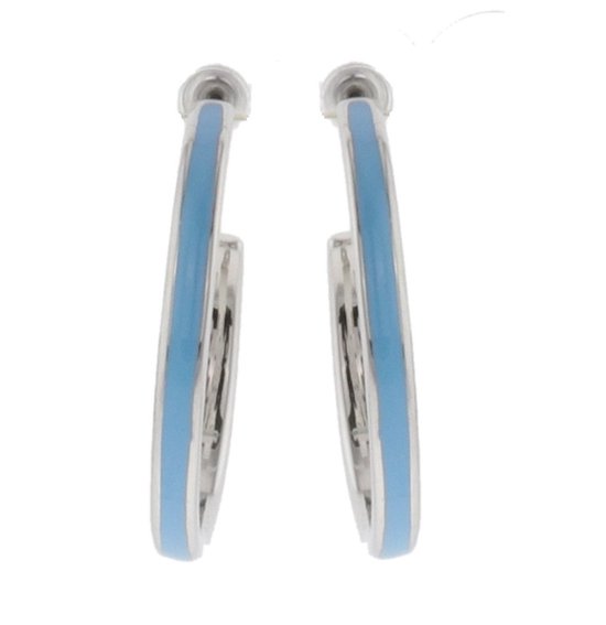 Behave Oorbellen - oorstekers - oorringen - zilver kleur - blauw - 3.3cm