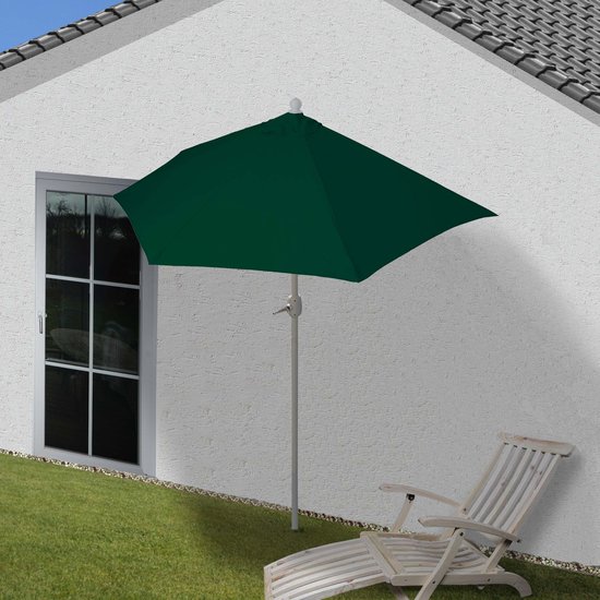 Parla halfronde parasol, balkonparasol, UV 50+ polyester/aluminium 3kg ~ 270cm groen zonder voet