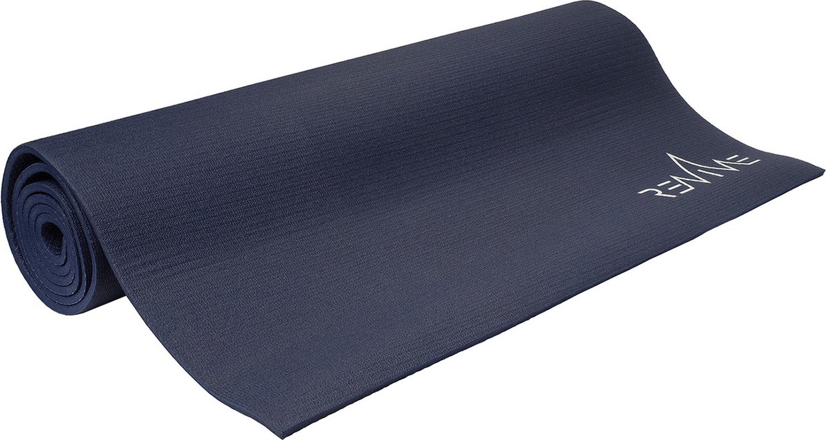 REVIVE eco / duurzame Yogamat "SUPREME" - exercise / fitness mat - kleur donkerblauw - 183 x 61 cm, 6 mm dikte, eco gecertificeerd PER