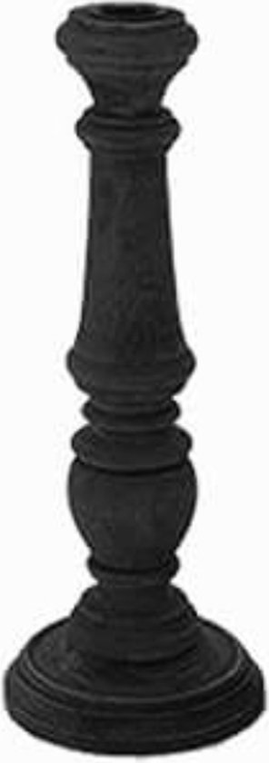 Kandelaars en kaarsenhouders - houten kandelaar - zwart geblakerde kleur - by Mooss - hoog 30cm