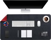 Muismat XXL - Dubbelzijdige Laptop Bureaumat - Waterdicht PU-Leer - 90 x 43 cm - Zwart/Rood