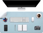 Muismat XXL - Laptop-Bureaumat - Dubbelzijdig Azuurblauw/Zilver - Waterdicht PU-Leer - 90 x 43 cm