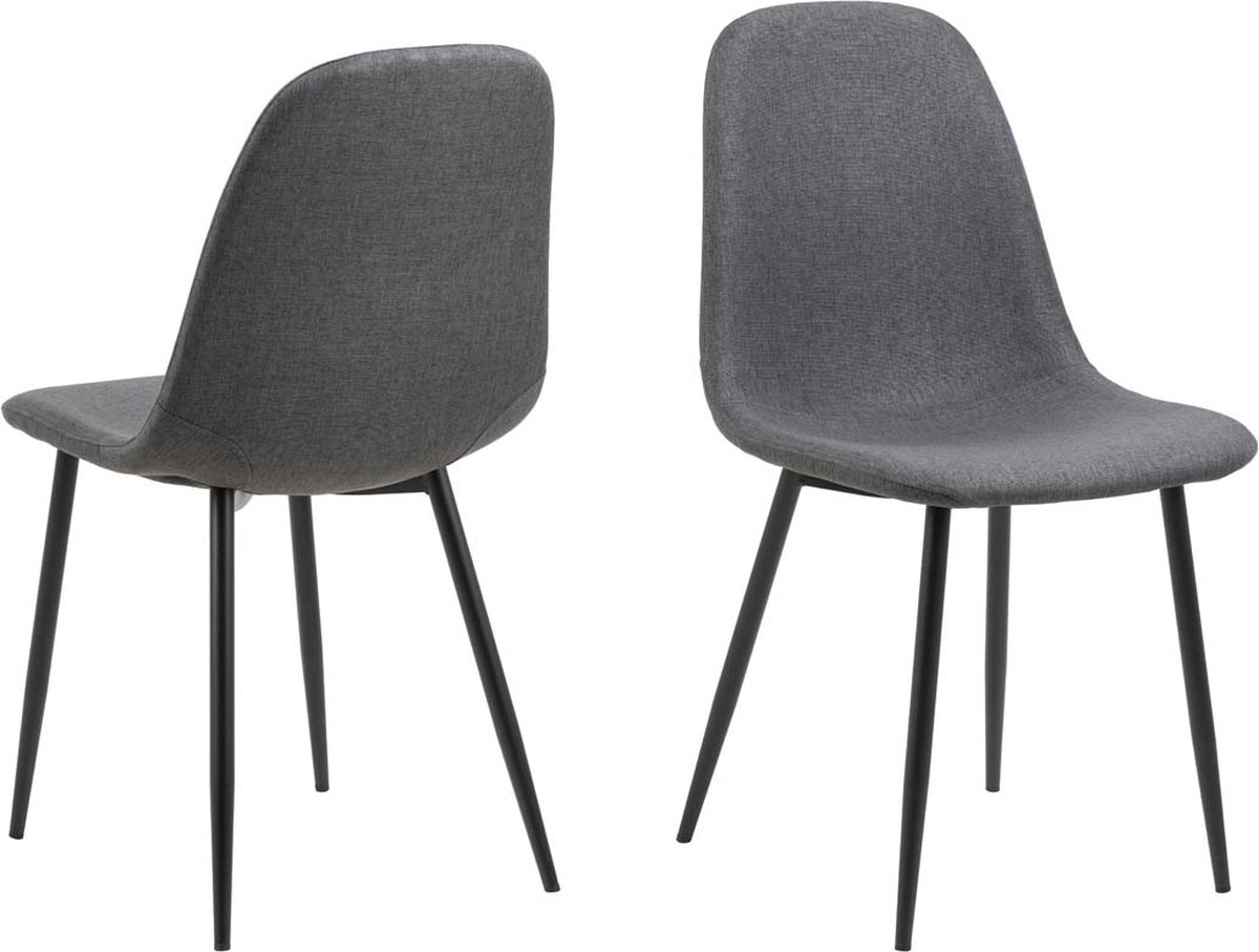 Giga Living Eetkamerstoel Duvra - Donkergrijs Stof - Zithoogte 46cm - Set van 4