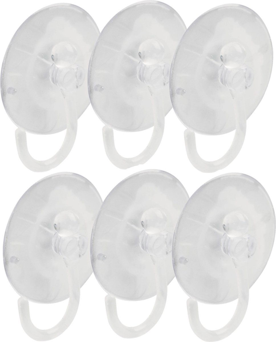 AMIG Ophanghaken met zuignap - 6x - kunststof - transparant - diameter 4 cm