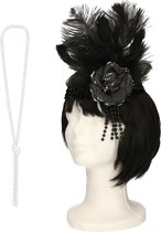 Ensemble d'accessoires de déguisement de carnaval - bandeau pour femme et collier de perles - style Charleston/années 1920