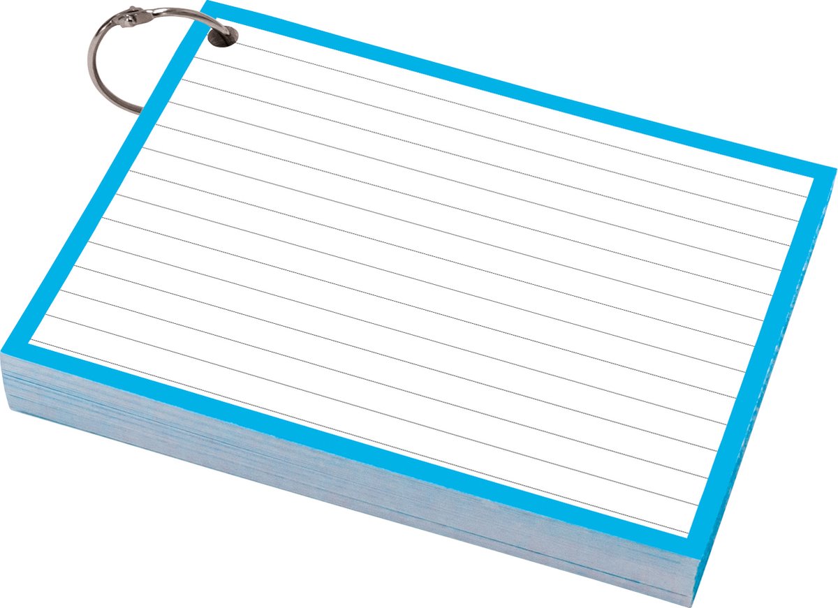 SOHO Flashcards – Flashcards met perforatie – Systeemkaarten – Flashcard met ring – Gelinieerd – 50 stuks – A6 – Blauw
