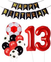 Cijfer Ballon 13 | Snoes Champions Voetbal Plus - Ballonnen Pakket | Rood en Zwart