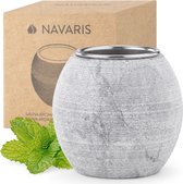 Navaris diffuser beker van speksteen - Voor in de sauna - Uitneembare beker van RVS - 5 x 5 cm - Grijs