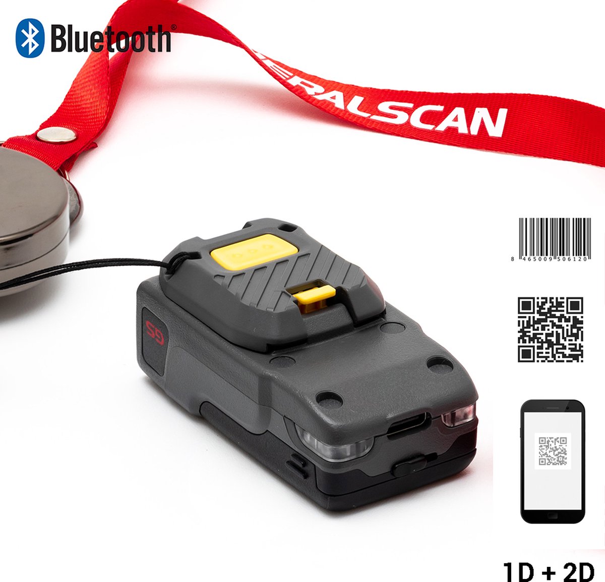 Generalscan GS R3521 - Bluetooth 2D Barcode scanner - Thumb Button - 2D-barcodes - Handscanner