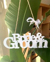 Houten decoratie Bride & Groom wit - trouwen - huwelijk - bruid - bruidegom - huwelijk - decoratie