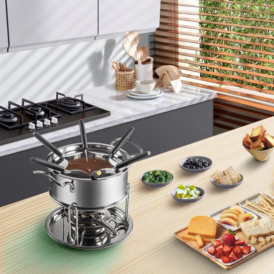 Fonduepan gietijzer rood met 4 vorken – Maison Bleu Fonduepan gietijzer rood met 4 vorken – Maison Bleu