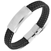 Amanto Armband Kelt Black - 316L Staal - Leer - 12mm - 22cm