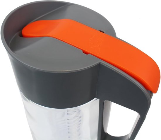 Premium waterkan van kunststof, 2 l, BPA-vrij, multifunctioneel, voor feesten en outdooractiviteiten, kunststof, doorschijnend oranje