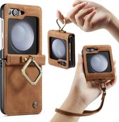 Casemania Hoesje Geschikt voor Samsung Galaxy Z Flip 5 Sienna Brown - Portemonnee Book Case