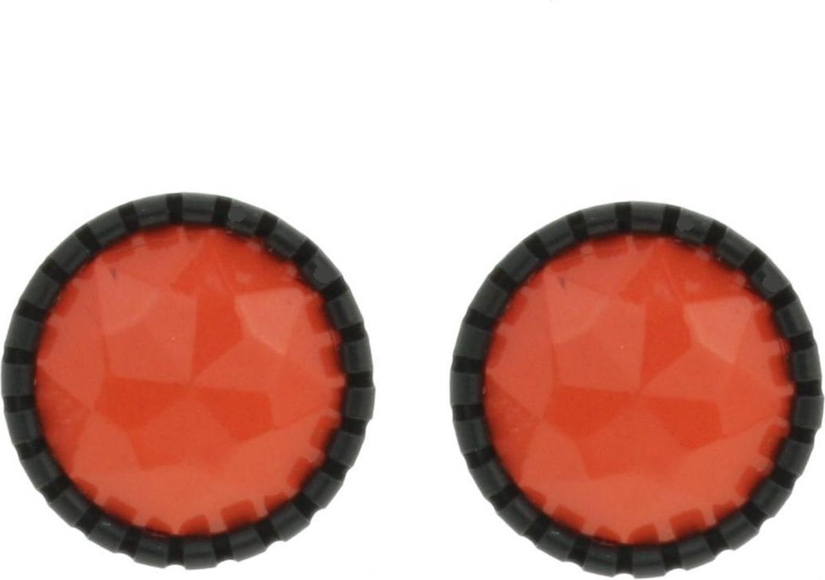 Behave - Oorstekers dames - Oranje kunststof retro - Tijdloze stijl