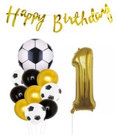 Cijfer Ballon 1 | Snoes Champions Voetbal Plus - Ballonnen Pakket | Goud en Zwart